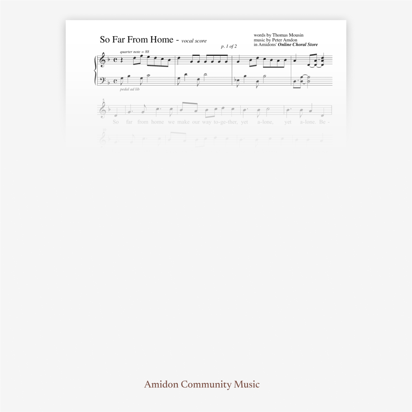 So Far From Home (piano/SATB) – Amidon Community Music